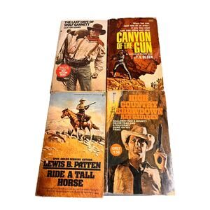 Western Mixed Lot 4 Books Vintage 70s 60s Novel Cowboys Paperback Olsen Patten‎